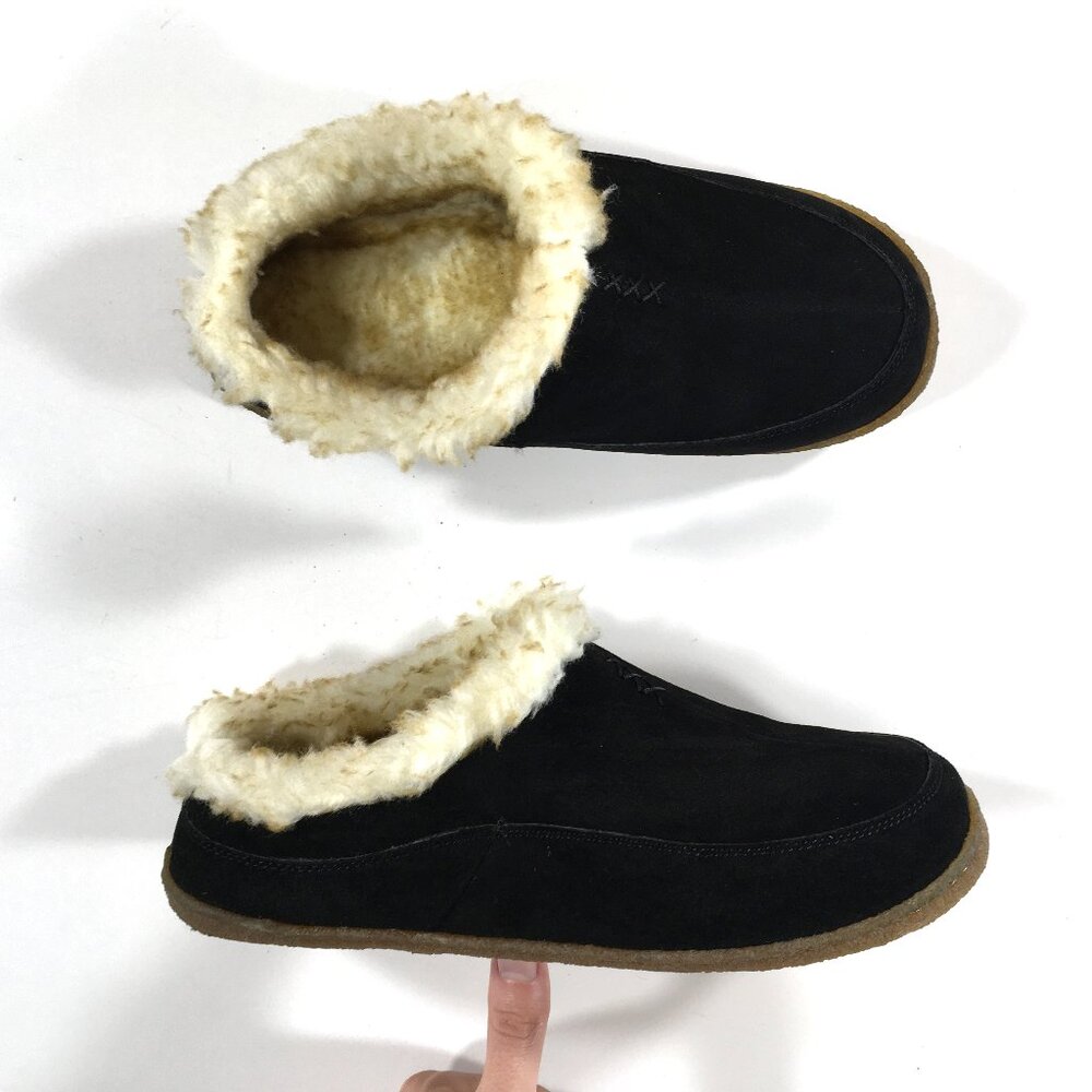 Old Friend Ragnar Slippers Mens Size 10 Black Suede Leather 588175